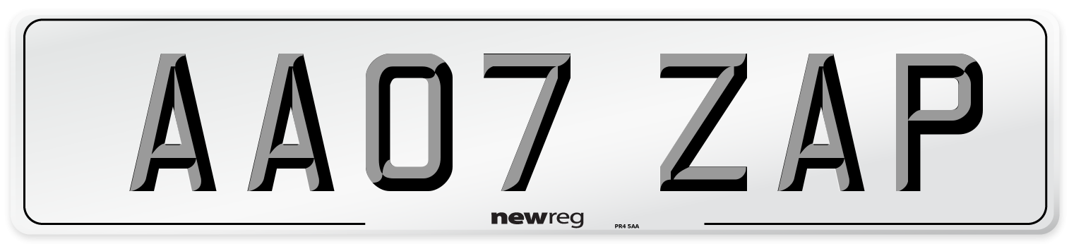 AA07 ZAP Number Plate from New Reg